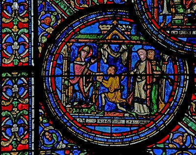 Fenêtre w23 représentant Saint Thomas Becket recevant un message du roi - French School