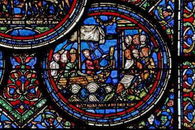 Fenêtre w23 représentant Saint Thomas Becket en route pour l