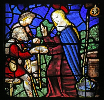 Sainte Geneviève donne à boire à un lépreux - French School