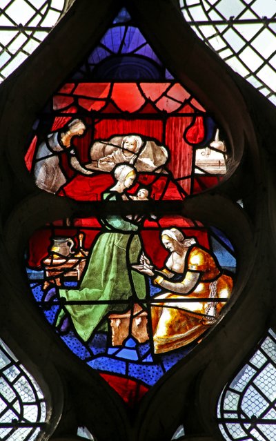 Fenêtre w26 représentant la naissance de Saint Claude - French School