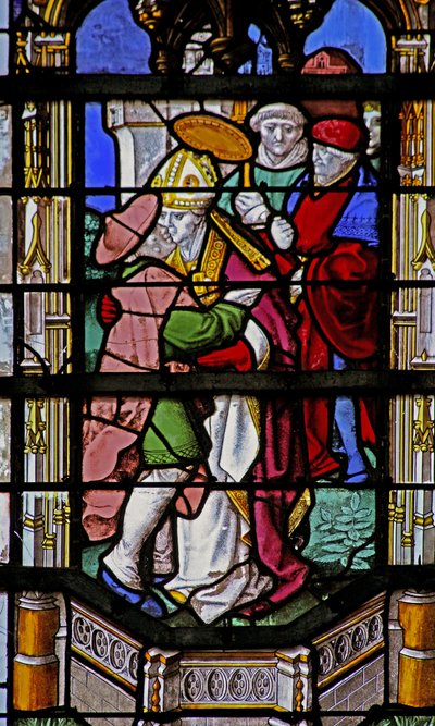 Fenêtre w27 représentant Saint Martin embrasse un lépreux - French School