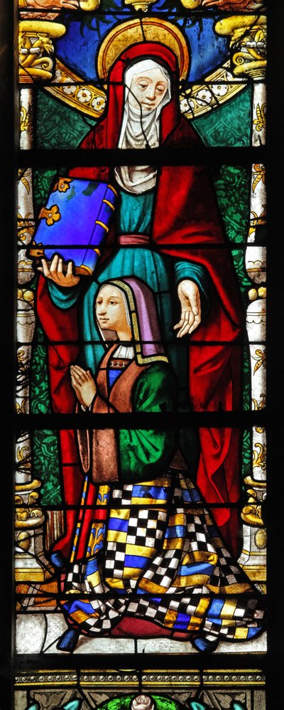 Vitrail w2 représentant Sainte Anne et un donateur - French School