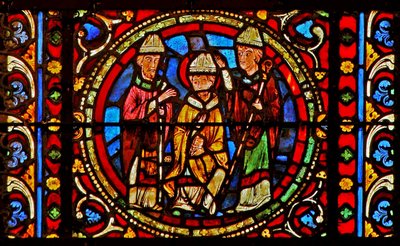 Fenêtre w2 représentant Saint Germain intronisé évêque de Paris - French School