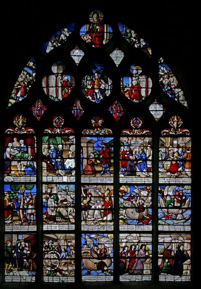 Fenêtre w3 représentant des scènes de la vie de Saint Nicolas - French School