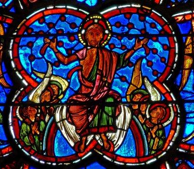 Fenêtre w4 représentant le Christ au Jugement Dernier - French School