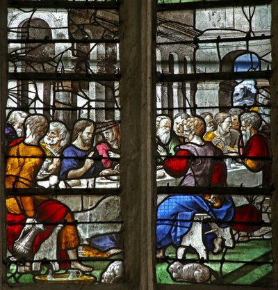 Fenêtre w5 représentant la Cène - French School