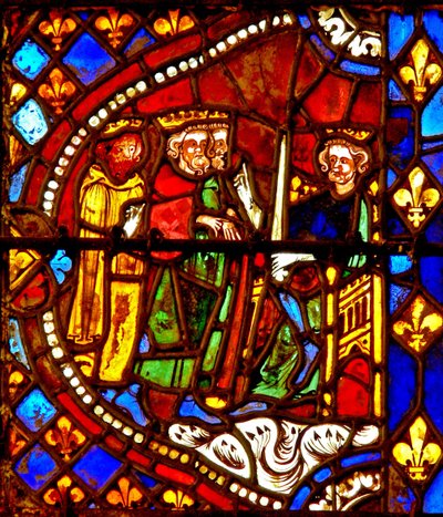 Fenêtre w6 représentant les Mages avec Hérode - French School
