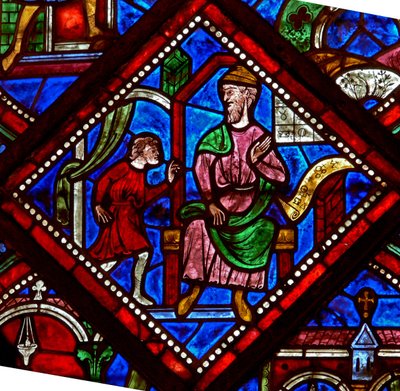Fenêtre w6 représentant le Miracle du garçon juif - dit à son père qu