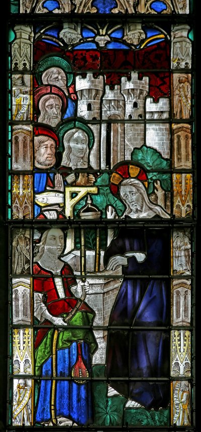 Fenêtre w7 représentant le Christ et la Samaritaine - French School