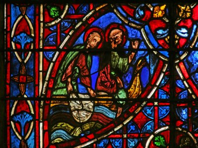 Fenêtre w7 représentant Saint Pierre et la pêche miraculeuse - French School