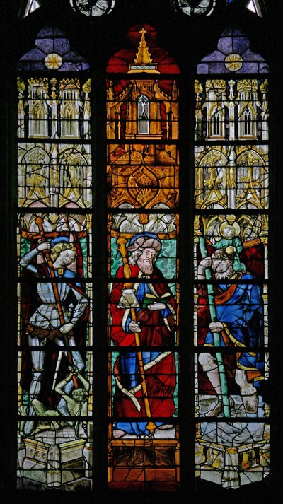 Fenêtre w8 représentant Saint Michel, Saint Jacques et Saint Christophe - French School