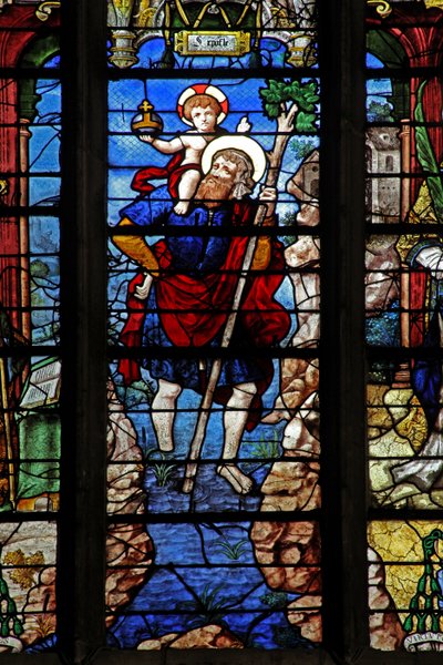 Fenêtre w9 représentant Saint Christophe - French School