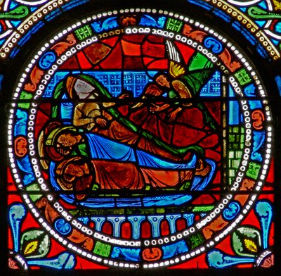 Fenêtre wXVII représentant les Mages avertis en rêve - French School