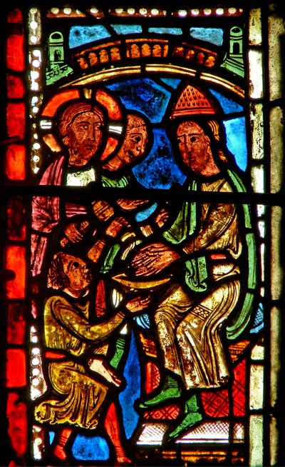 Fenêtre wXV représentant Pilate se lavant les mains - French School