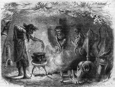 Pratique de la sorcellerie : sorcière autour d