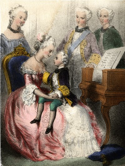 Wolfgang Amadeus Mozart (1756-1791) dans les bras de l