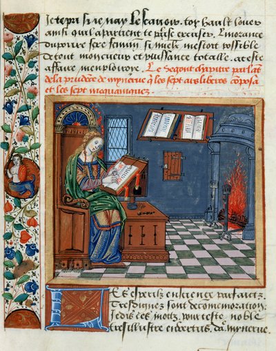 Femme illuminant le Livre des Prudents et Imprudents de Catherine d