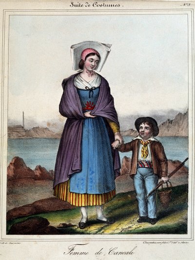 Femme de Cancale et son enfant, vers 1845 - French School
