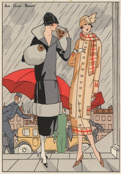 La mode féminine des années 1920 des créateurs Premet et Gustave Beer. (lithographie couleur) - French School