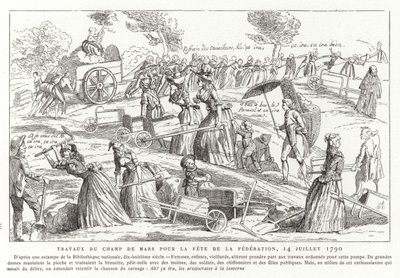 Travaux sur le Champ de Mars en préparation de la Fête de la Fédération, Paris, Révolution française, 14 juillet 1790 - French School