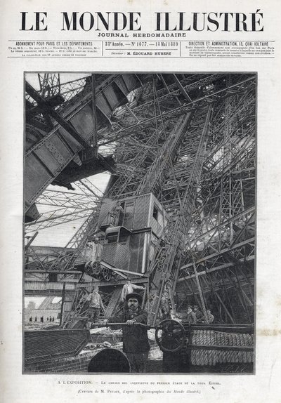 Exposition universelle de Paris de 1889 - Le chemin des ascenseurs du premier étage de la tour Eiffel - Le Monde Illustré de 1889 - French School