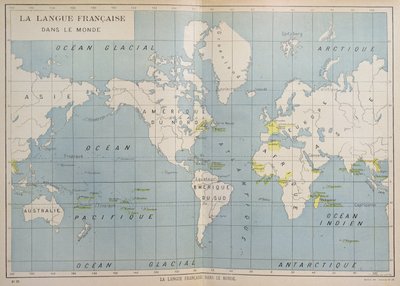Carte du monde des pays francophones, début XXe siècle - French School