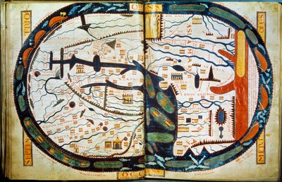Carte du monde de Saint Sever. Miniature tirée des commentaires de « L