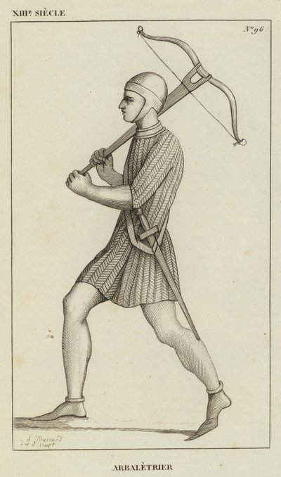 XIIIe Siècle, Arbalétrier (gravure) - French School