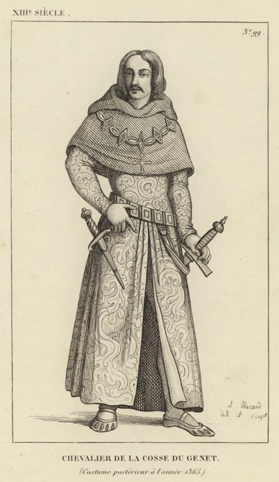 XIII Siècle, Chevalier de la Cosse du Genêt, Costume postérieur à l