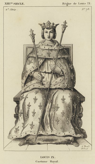 XIIIe siècle, règne de Louis IX, costume royal - French School