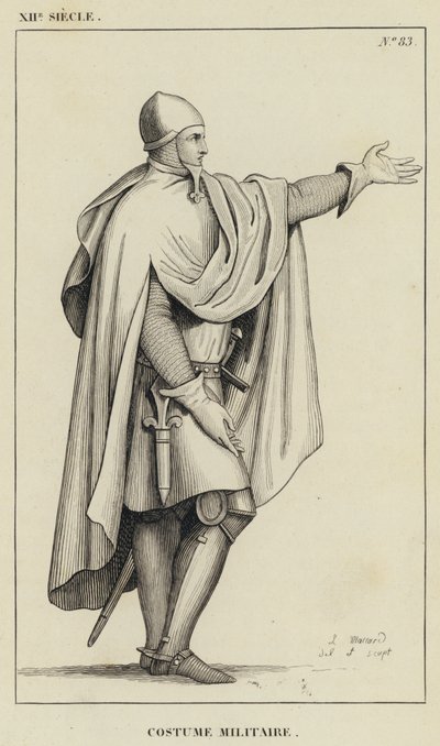 XIIe Siècle, Costume Militaire (gravure) - French School