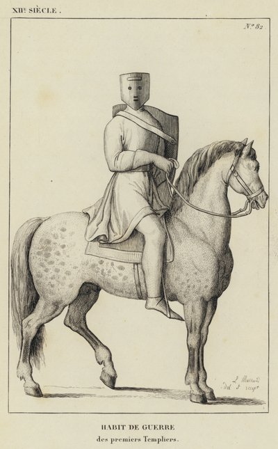 XII Siècle, Habit de Guerre, des premiers Templiers (gravure) - French School