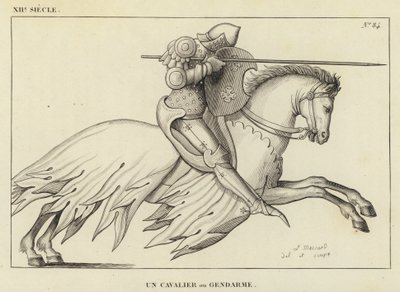 XII Siècle, Un Cavalier ou Gendarme (gravure) - French School