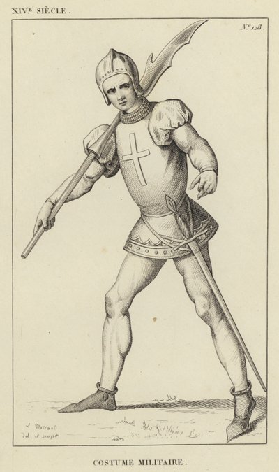 XIVe Siècle, Costume Militaire (gravure) - French School