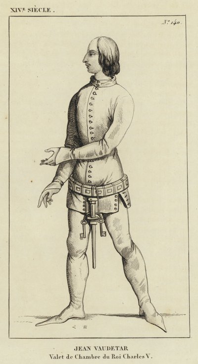 XIV Siècle, Jean Vaudetar, Valet de Chambre du Roi Charles V (gravure) - French School