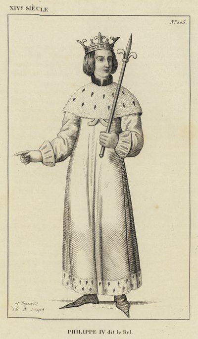 XIV Siècle, Philippe IV dit le Bel (gravure) - French School