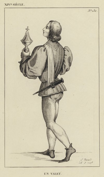 XIV Siècle, Un Valet (gravure) - French School