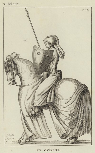 X Siècle, Un Cavalier (gravure) - French School