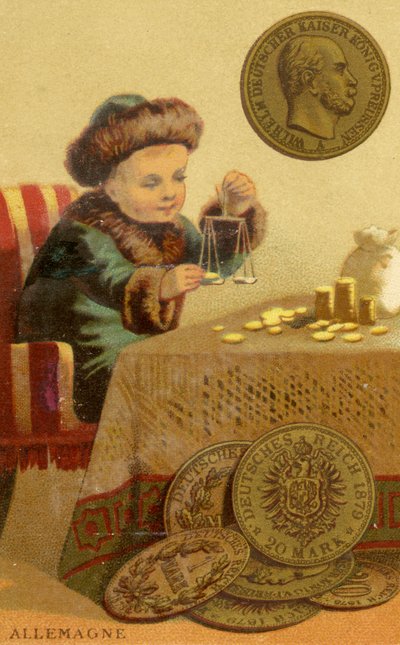 Jeune banquier allemand pesant des Deutschmarks, d