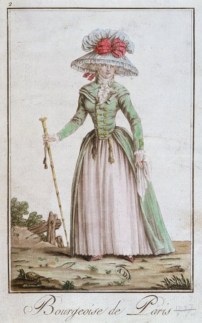 Jeune bourgeoise parisienne en robe de promenade, 1787 - French School