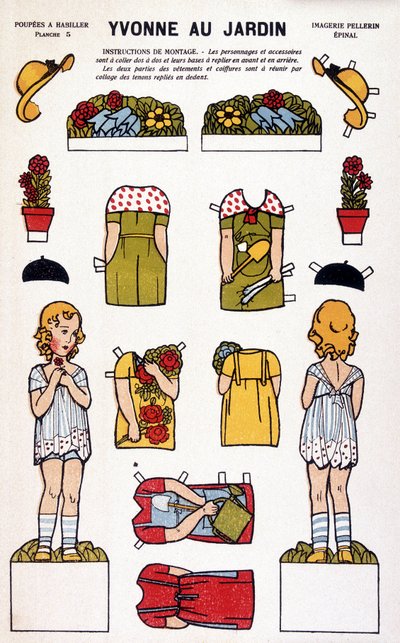 Yvonne dans le jardin: découpage. 19ème siècle. - French School