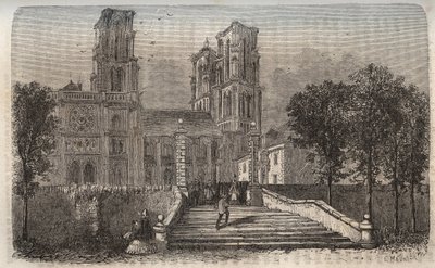 Cathédrale Notre-Dame de Laon (1150-1180), Aisne - gravure dans 