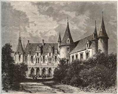 Château du Rocher à Mézangers en Mayenne - gravure dans "La France illustrée: géographie, histoire, administration statistique" par V.A. Malt-Brown. 1884 - French School