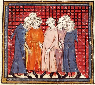 Nobles conspirant contre le roi Louis le Pieux, des Grandes Chroniques de France, 1375-79 - French School
