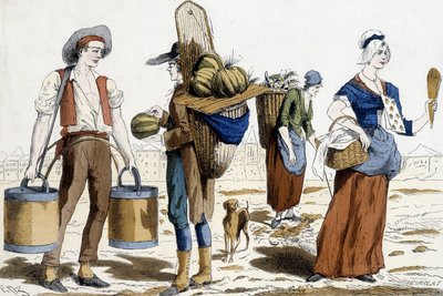 Illustration des costumes parisiens au 18e siècle : porteur d
