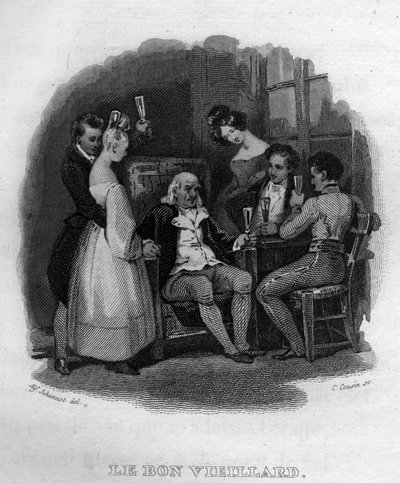 Le bon vieillard Chanson de Beranger dans Oeuvres complètes (1834) - French School