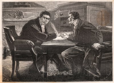 Monarchie de juillet - ministère des trois jours - entretien entre André Dupin (1783-1865) et Jean-Charles Persil (1785-1870) - 1834 - gravure - French School