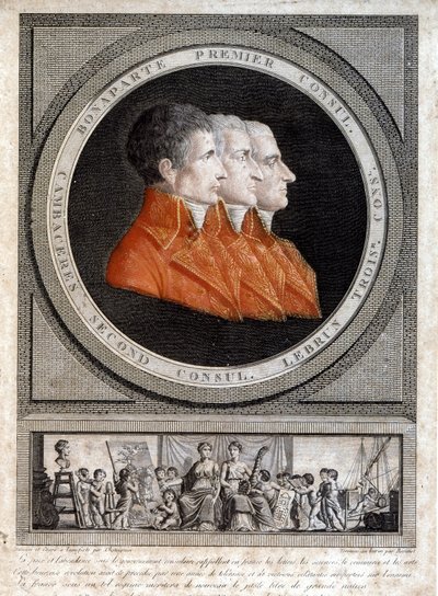 Portrait des trois consuls, Napoléon Bonaparte (1769-1821), Jean Jacques Régis de Cambacérès (1753-1824) et Charles François Lebrun (1739-1824) - French School