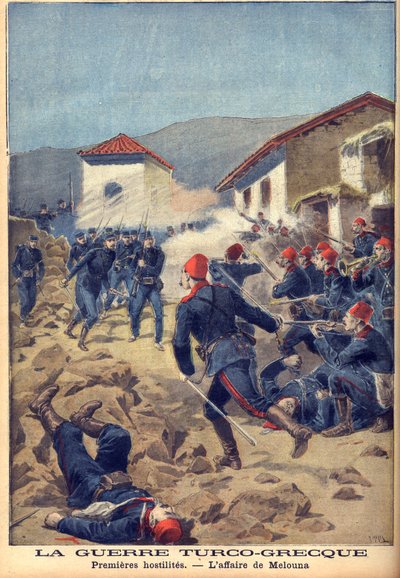 La guerre gréco-turque de 1897 (la guerre des Trente Jours) - Une des premières batailles en Thessalie - French School