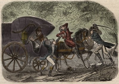 Affaire du courrier de Lyon - la malle-poste est attaquée en Seine et Marne par 5 individus le 28 avril 1796 - French School